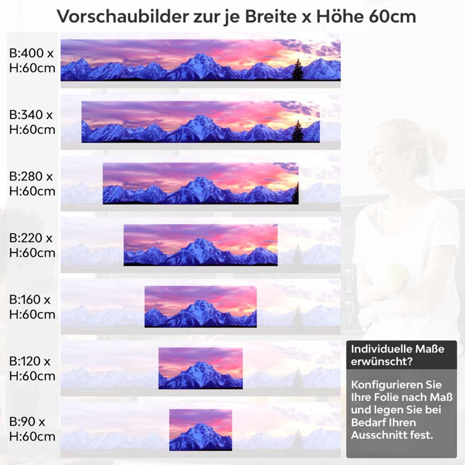 Küchenrückwand Folie Gipfel in violetter Dämmerung Höhe 60cm