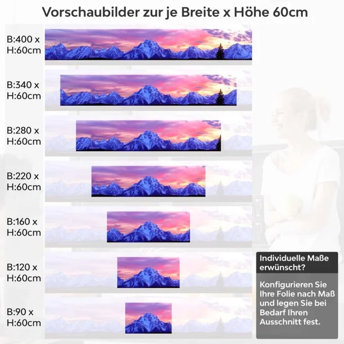 Küchenrückwand Folie Gipfel in violetter Dämmerung Höhe 60cm