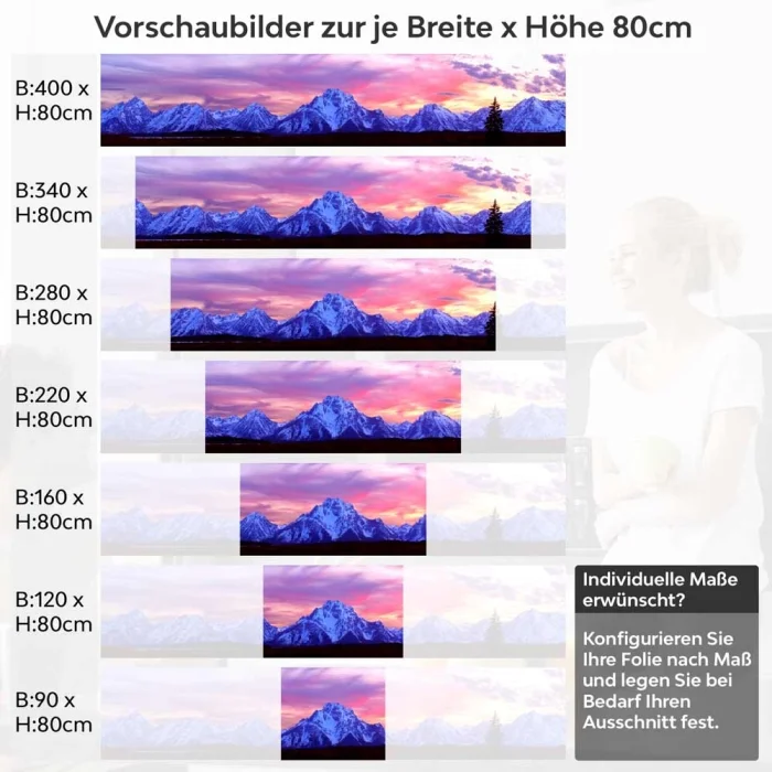Küchenrückwand Folie Gipfel in violetter Dämmerung Höhe 80cm