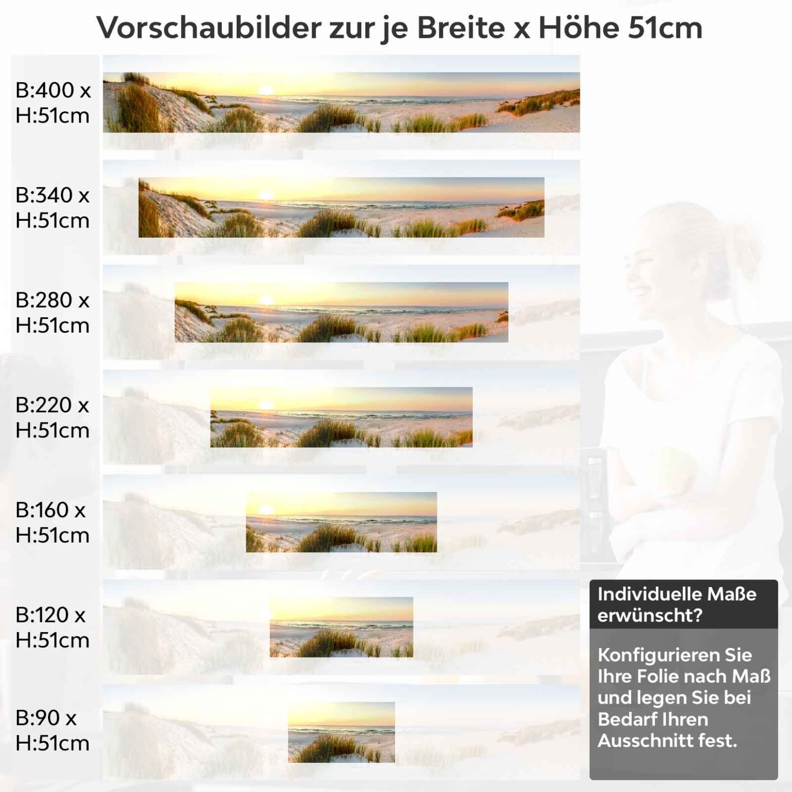 Küchenrückwand Folie Dünentraum Höhe 51cm