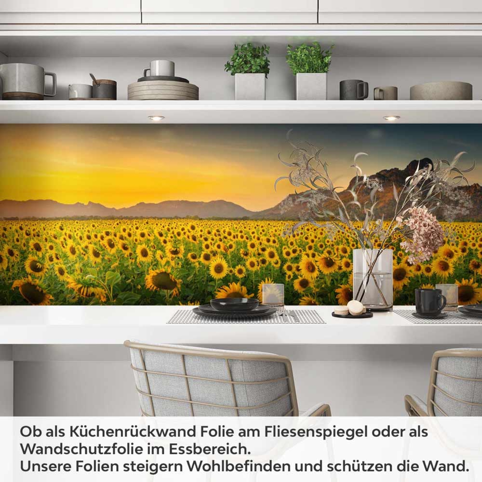 Küchenrückwand Folie Sonnenblumen Feld Artikelbild 1