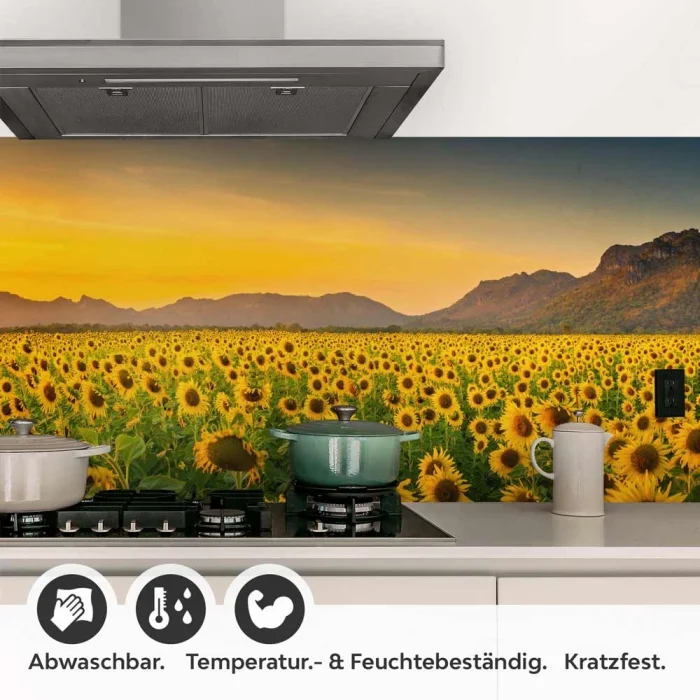 Küchenrückwand Folie Sonnenblumen Feld Detailbild 1