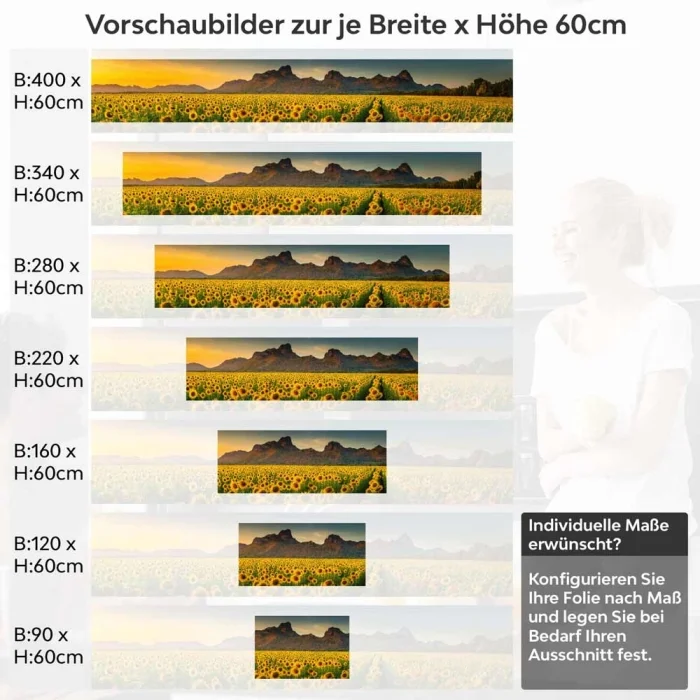 Küchenrückwand Folie Sonnenblumen Feld Höhe 60cm