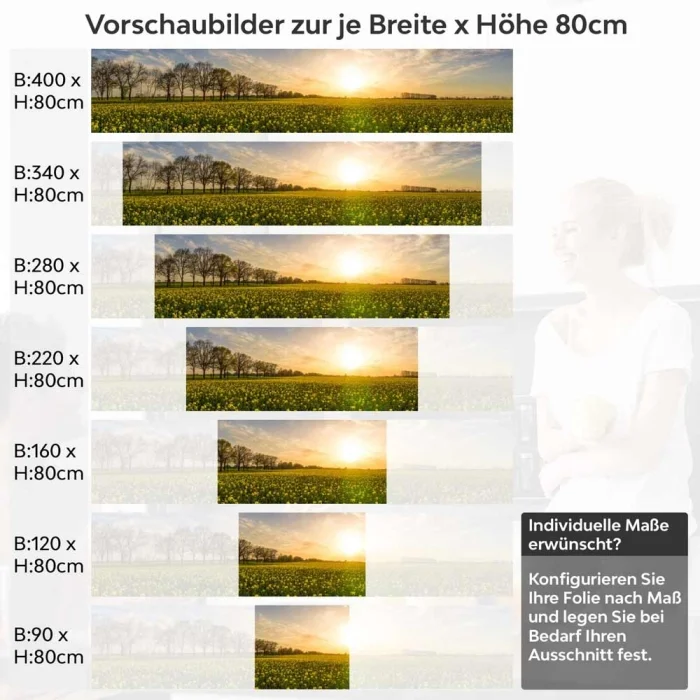 Küchenrückwand Folie Sonnenblumenallee Höhe 80cm
