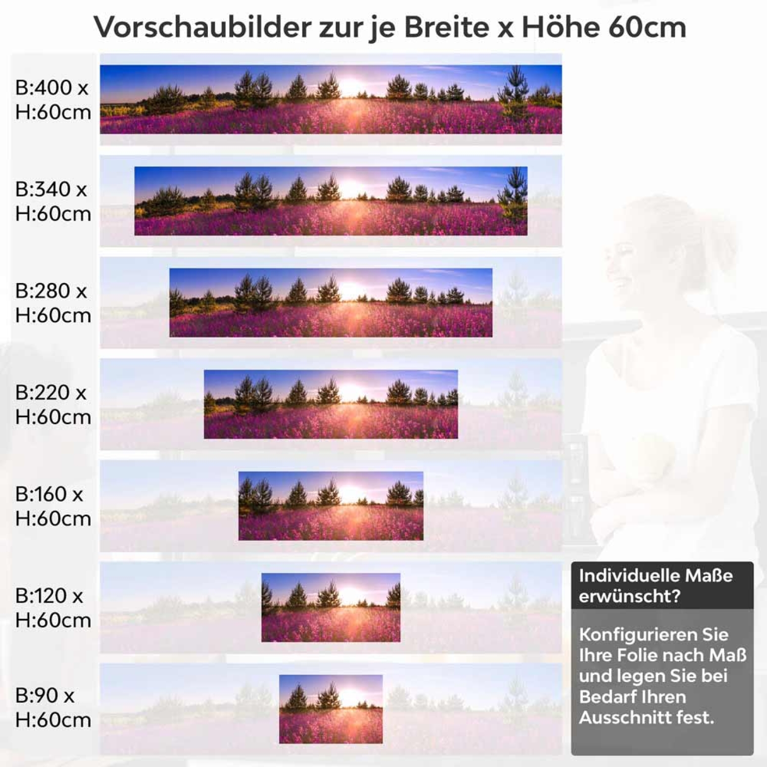 Küchenrückwand Folie Lavendelfeld Höhe 60cm