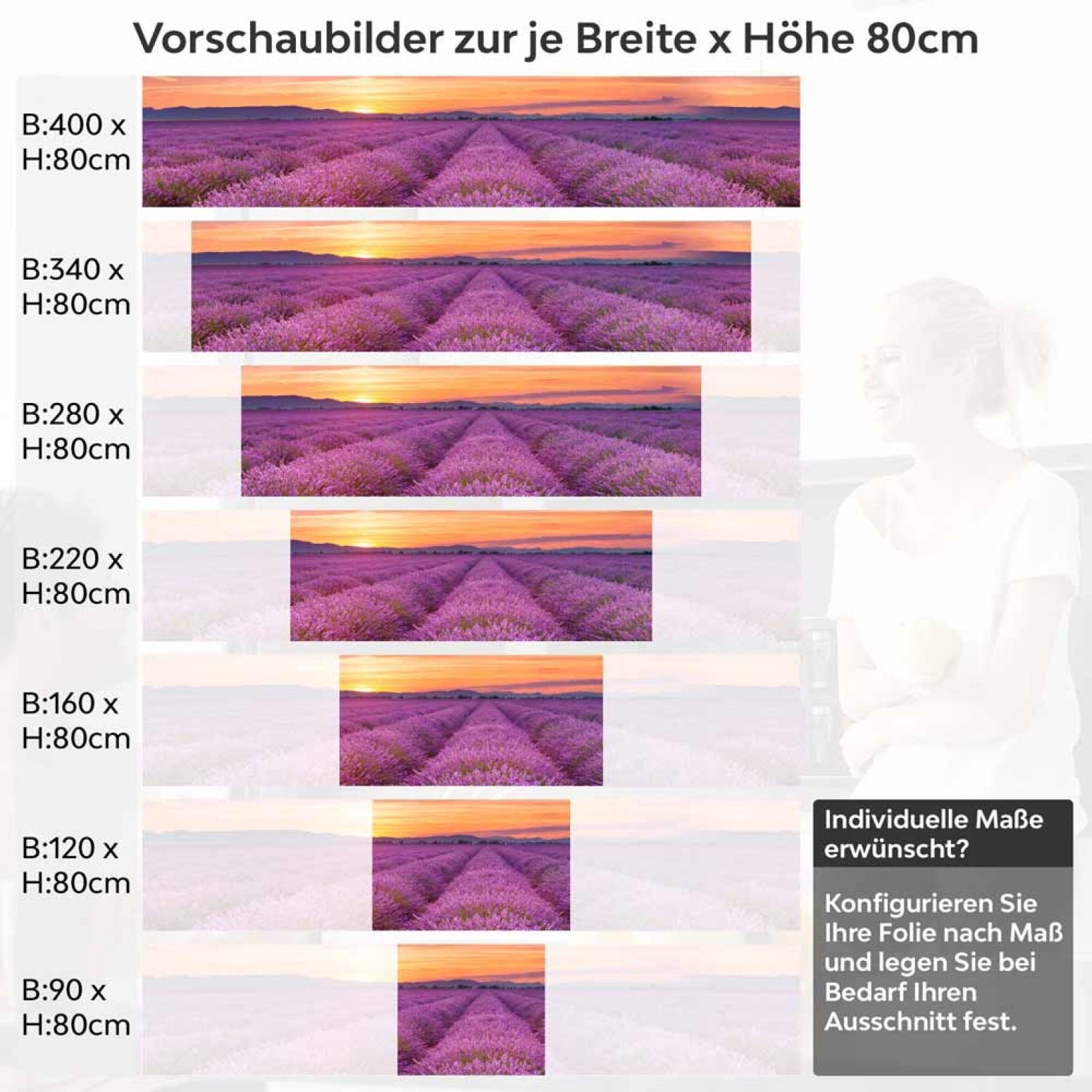 Küchenrückwand Folie Lavendel Panorama Höhe 80cm