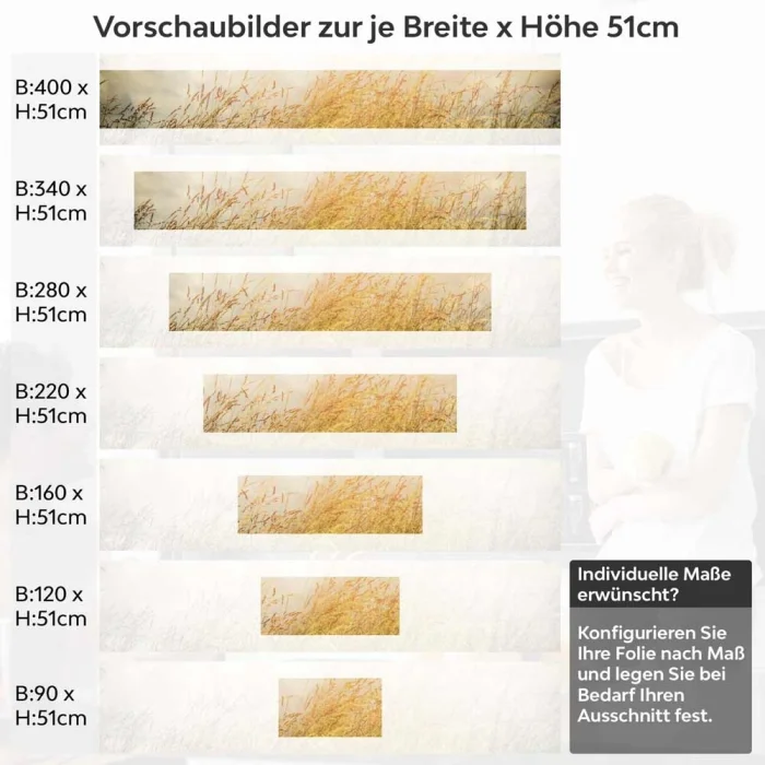 Küchenrückwand Folie Weizenfeld Höhe 51cm