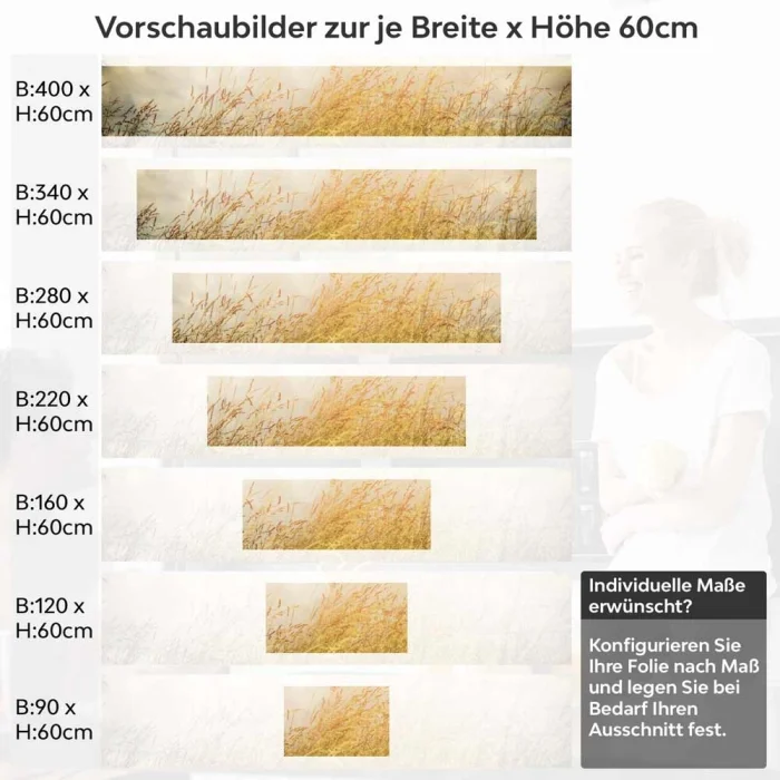 Küchenrückwand Folie Weizenfeld Höhe 60cm