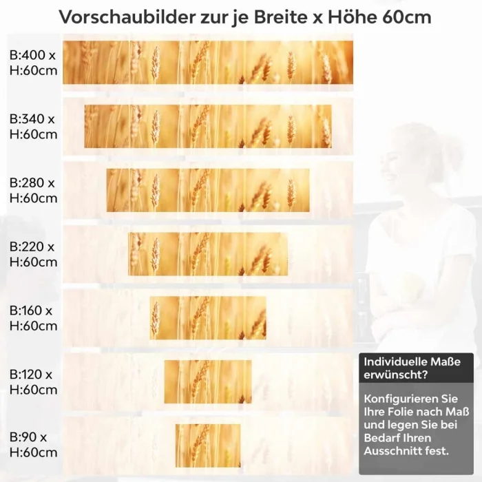 Küchenrückwand Folie goldene Weizen Höhe 60cm