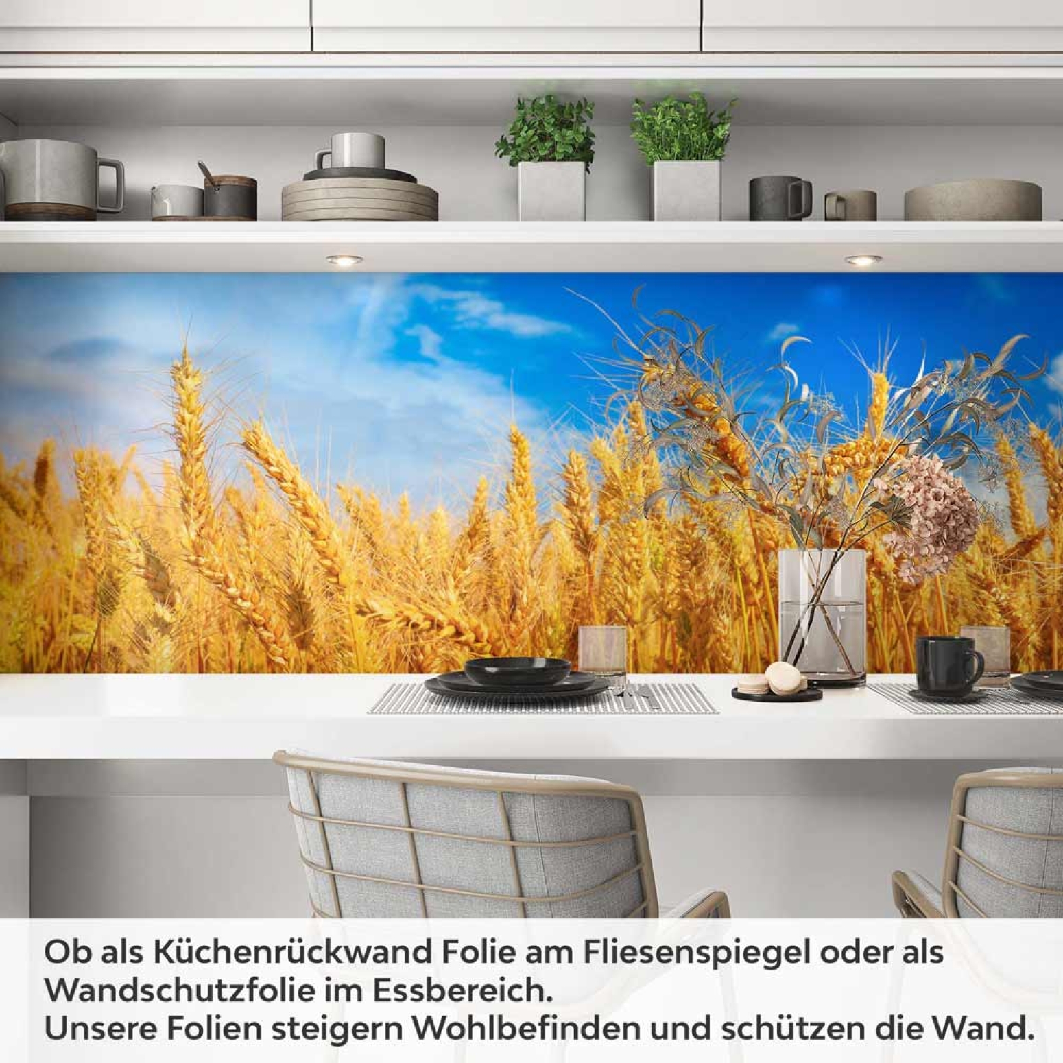 Küchenrückwand Folie goldener Weizenfeld Artikelbild 1