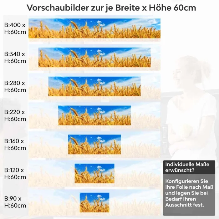 Küchenrückwand Folie goldener Weizenfeld Höhe 60cm