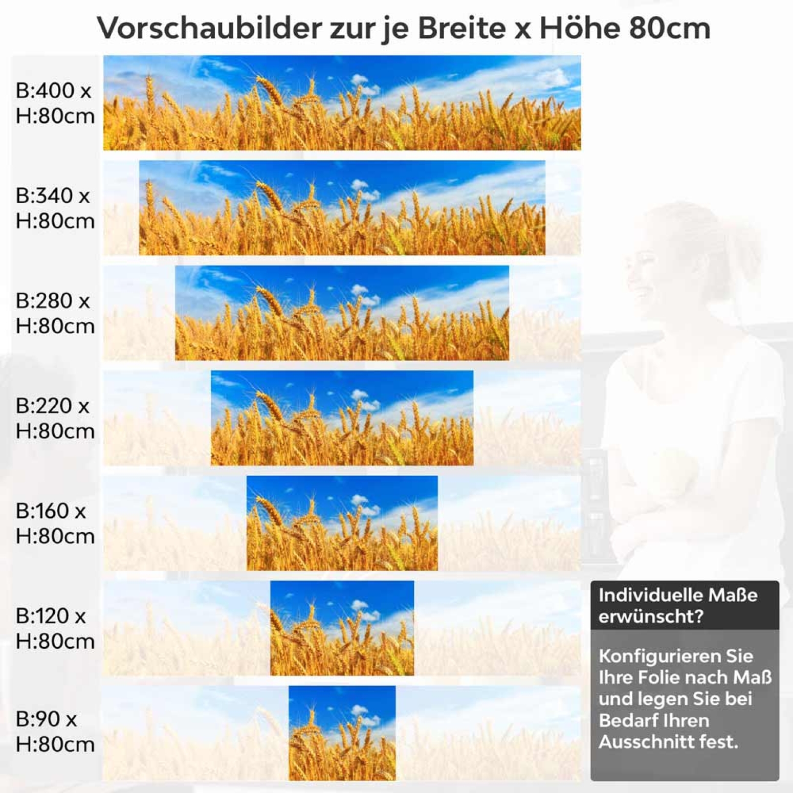 Küchenrückwand Folie goldener Weizenfeld Höhe 80cm