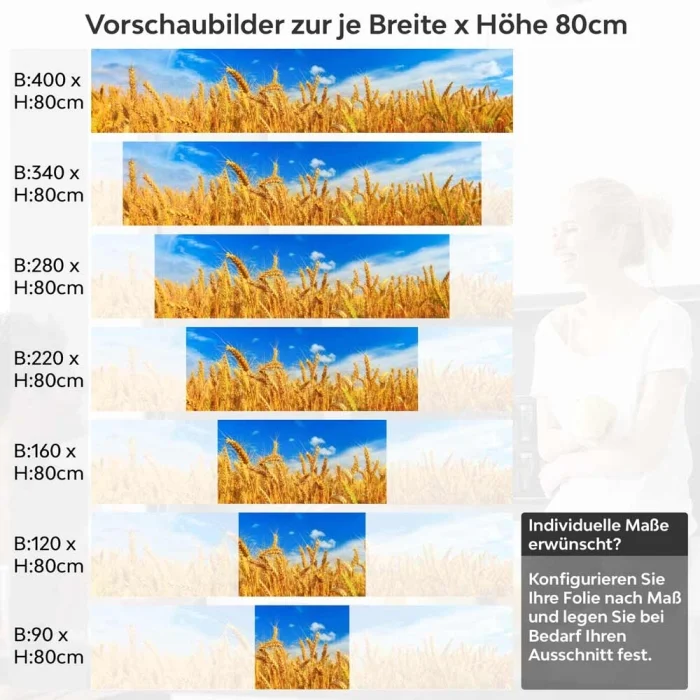 Küchenrückwand Folie goldener Weizenfeld Höhe 80cm