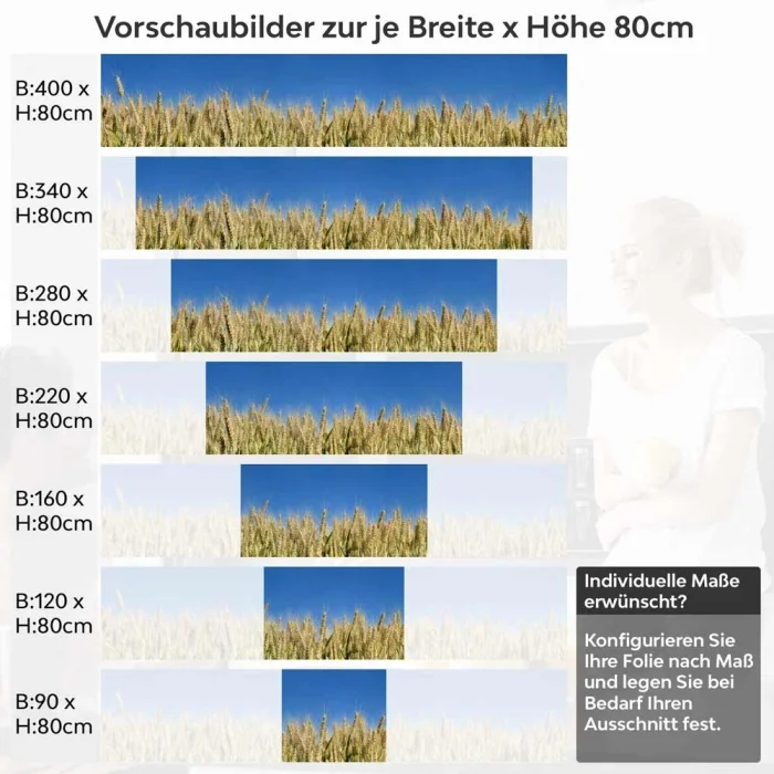 Küchenrückwand Folie Gersten Höhe 80cm
