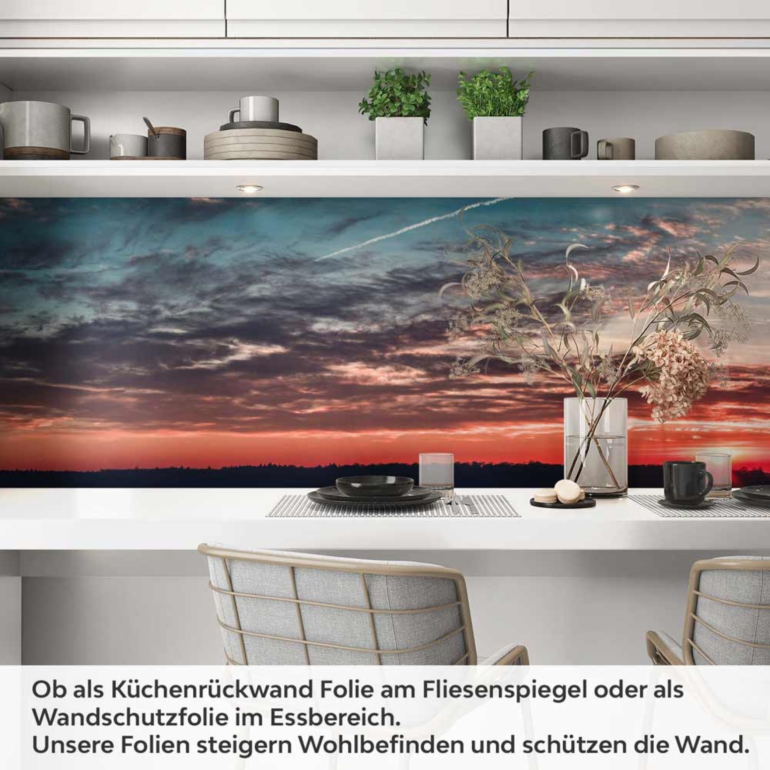 Küchenrückwand Folie Sonnenuntergang in der Wolkenkulisse Artikelbild 1