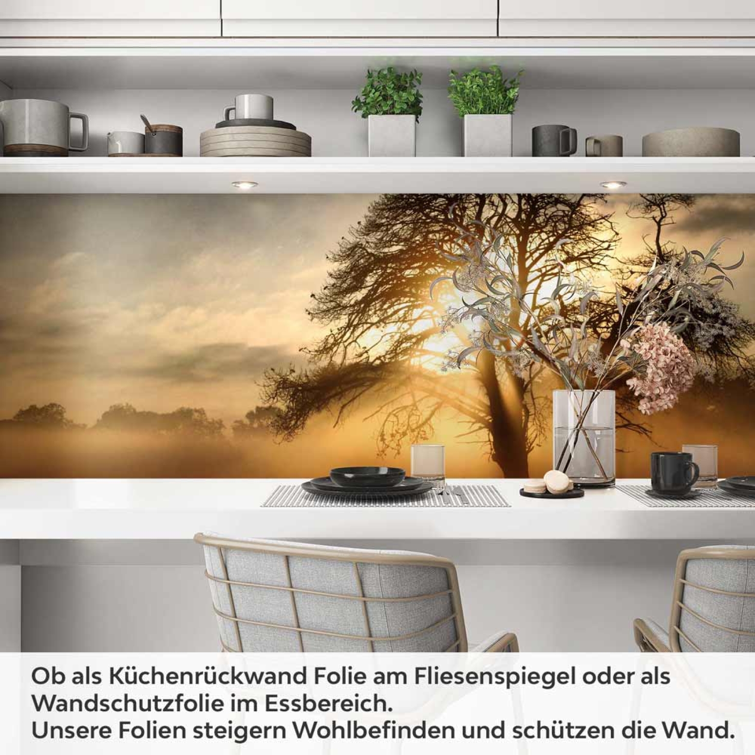 Küchenrückwand Folie Sanfter Dunst über der Landschaft Artikelbild 1