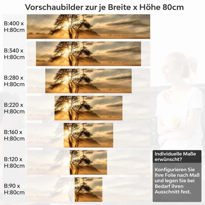 Küchenrückwand Folie Sanfter Dunst über der Landschaft Höhe 80cm