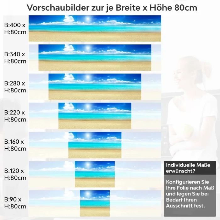 Küchenrückwand Folie Lagune Variantenauswahl Vorschaubild Höhe 80cm