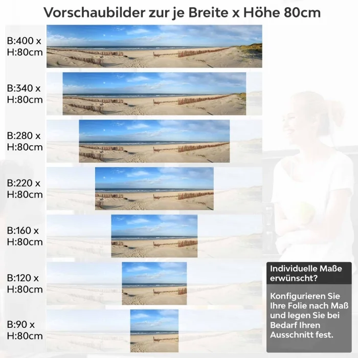Küchenrückwand Folie Nordsee Spaziergang Variantenauswahl Vorschaubild Höhe 80cm