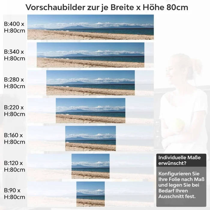 Küchenrückwand Folie naturnaher Strand Variantenauswahl Vorschaubild Höhe 80cm