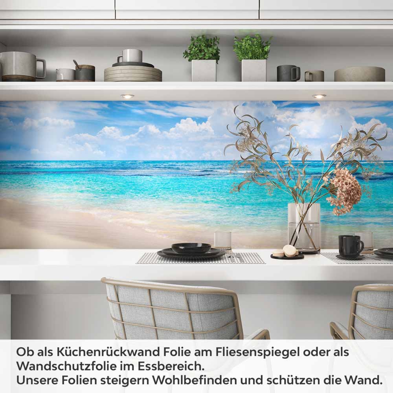 Küchenrückwand Folie Strand & Meer in himmlischen Farben Artikelbild 1