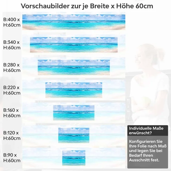 Küchenrückwand Folie Strand & Meer in himmlischen Farben Höhe 60cm