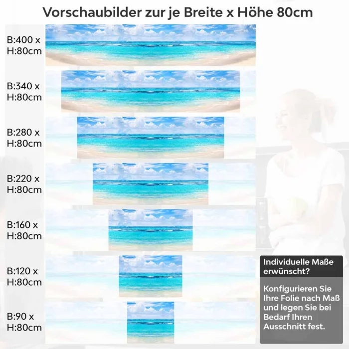 Küchenrückwand Folie Strand & Meer in himmlischen Farben Höhe 80cm