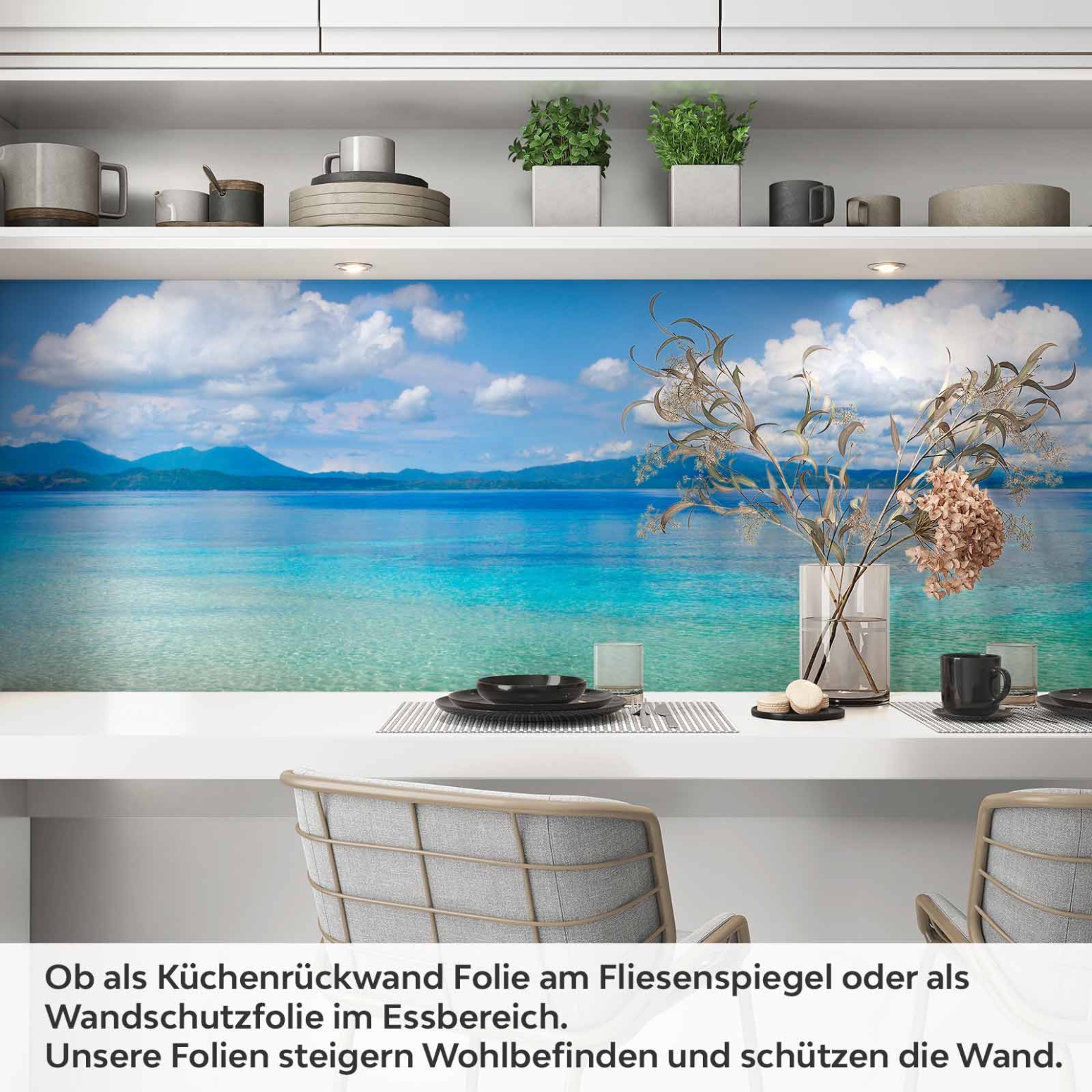 Küchenrückwand Folie Tiefblaues Meer & Wolkenpracht Artikelbild 1