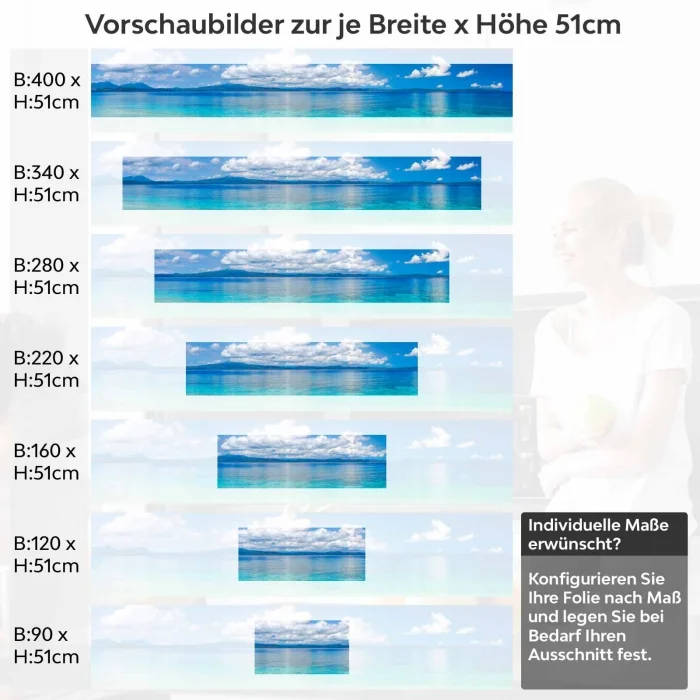 Küchenrückwand Folie Tiefblaues Meer & Wolkenpracht Höhe 51cm