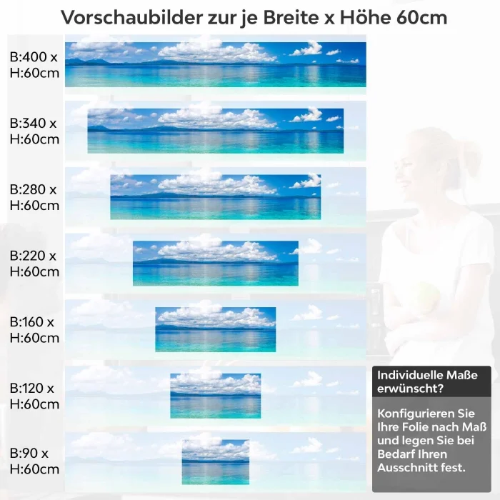 Küchenrückwand Folie Tiefblaues Meer & Wolkenpracht Höhe 60cm