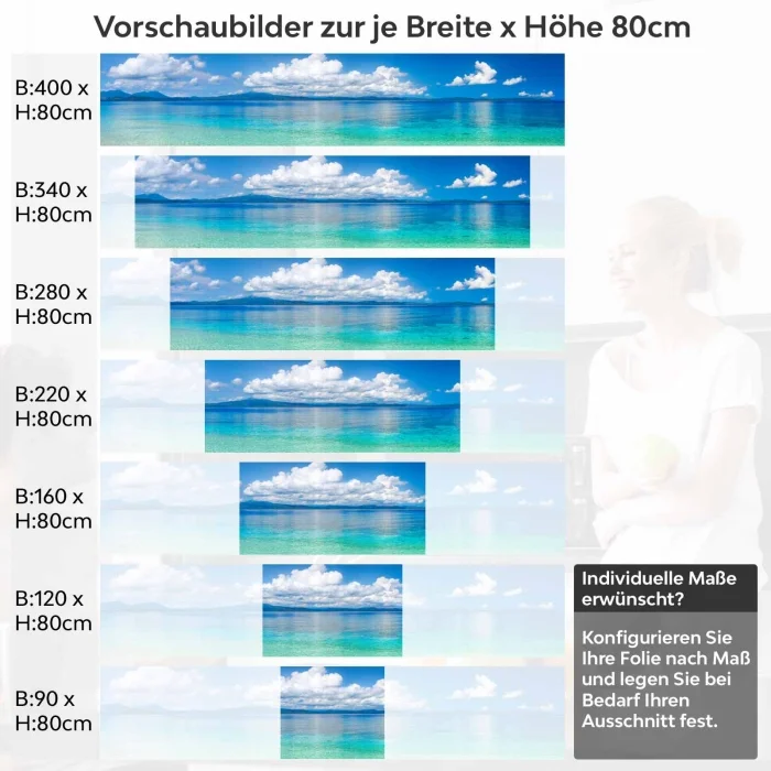 Küchenrückwand Folie Tiefblaues Meer & Wolkenpracht Höhe 80cm