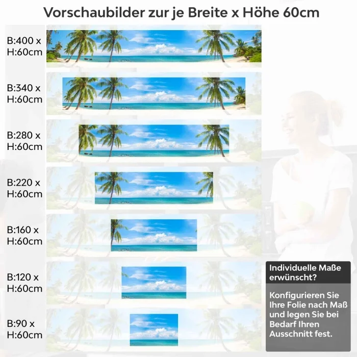 Küchenrückwand Folie Tropenstrand Höhe 60cm