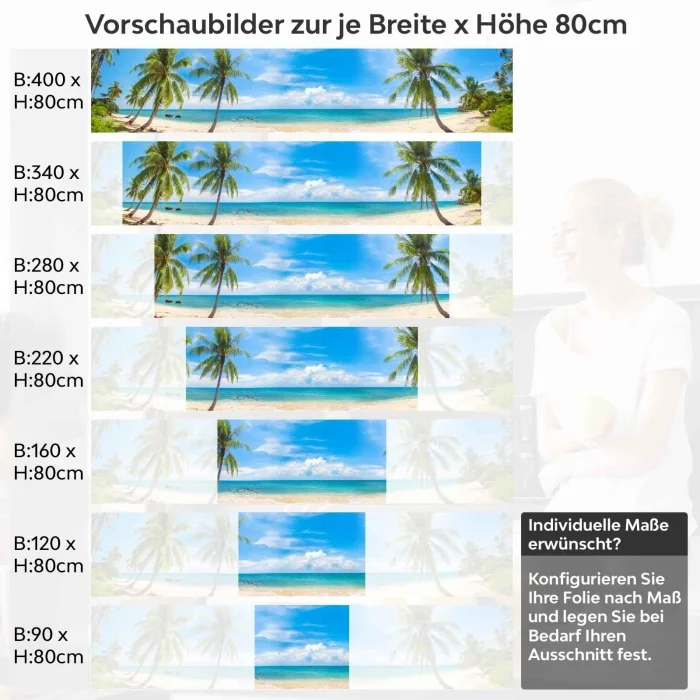 Küchenrückwand Folie Tropenstrand Höhe 80cm