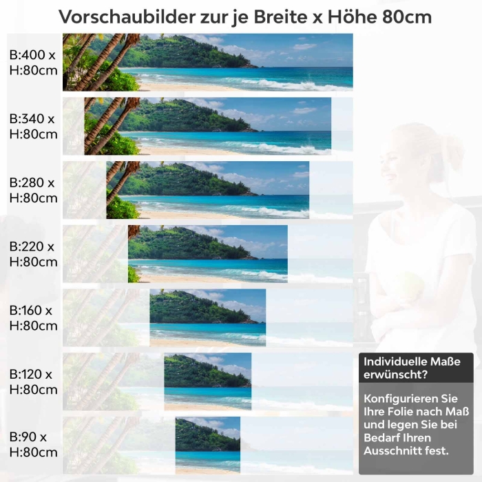 Küchenrückwand Folie Tropenidylle Höhe 80cm
