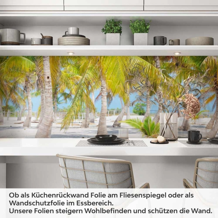 Küchenrückwand Folie Palmenhain Sandstrand Artikelbild 1