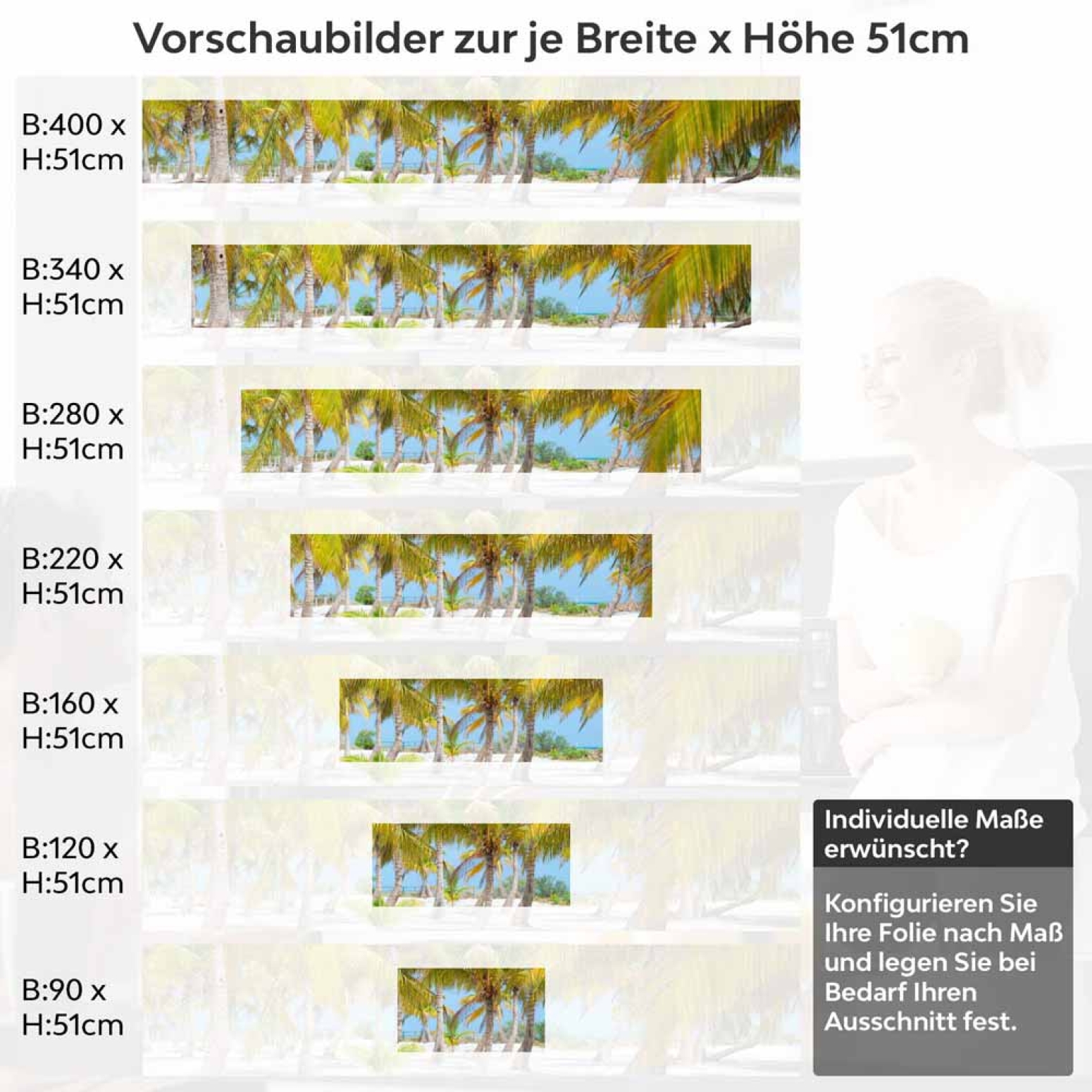 Küchenrückwand Folie Palmenhain Sandstrand Höhe 51cm