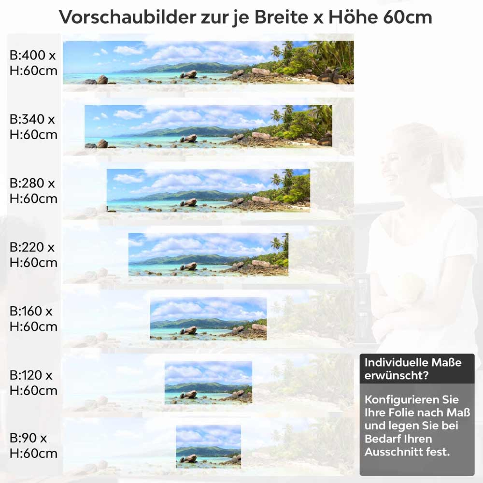 Küchenrückwand Folie Küstenparadies Höhe 60cm