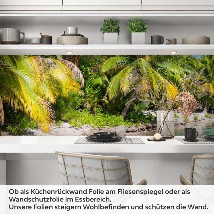 Küchenrückwand Folie tropische Hütte am Steg Artikelbild 1
