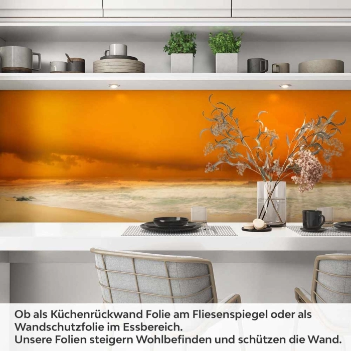 Küchenrückwand Folie goldener Himmel über dem Strand Artikelbild 1