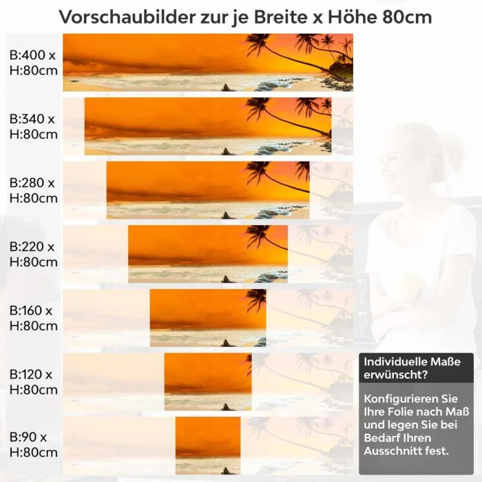 Küchenrückwand Folie goldener Himmel über dem Strand Höhe 80cm