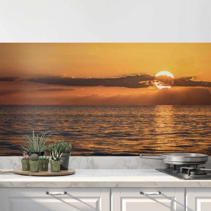 Küchenrückwand Folie glühender Himmel über dem Meer