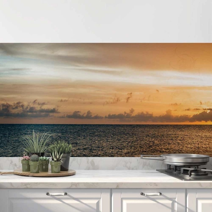 Küchenrückwand Folie goldener Horizont