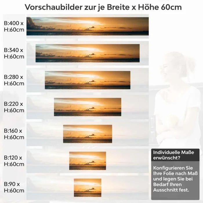 Küchenrückwand Folie goldener Horizont Höhe 60cm