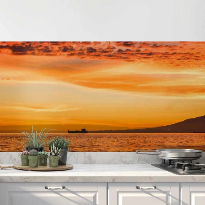 Küchenrückwand Folie glühender Horizont über dem Meer