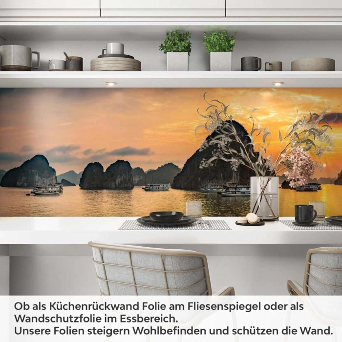 Küchenrückwand Folie Inselfelsen im Abendlicht Artikelbild 1