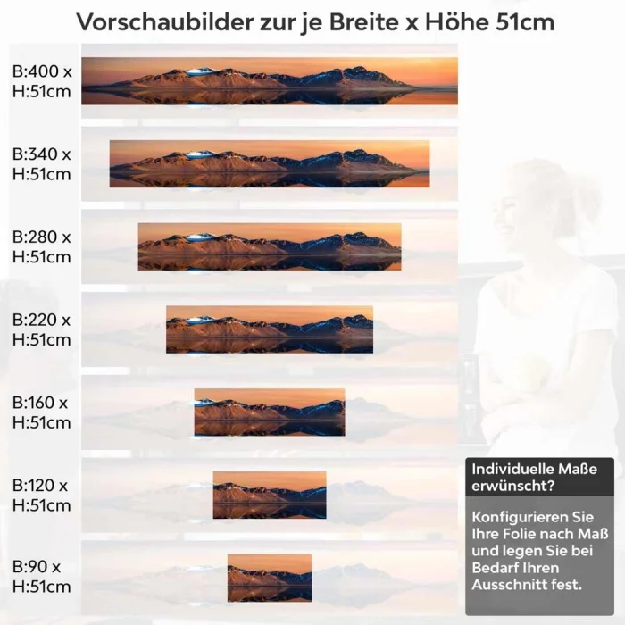 Küchenrückwand Folie Berg in perfekter Reflexion im Meer Höhe 51cm