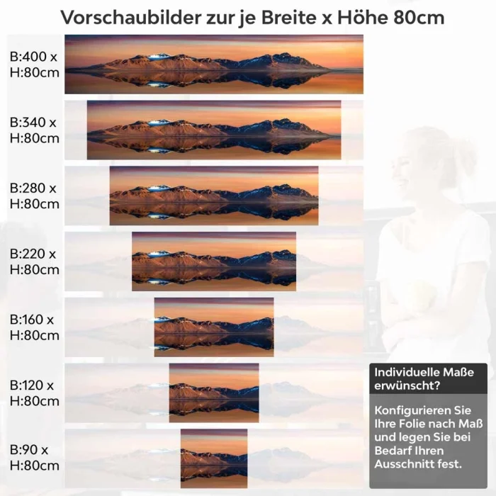 Küchenrückwand Folie Berg in perfekter Reflexion im Meer Höhe 80cm