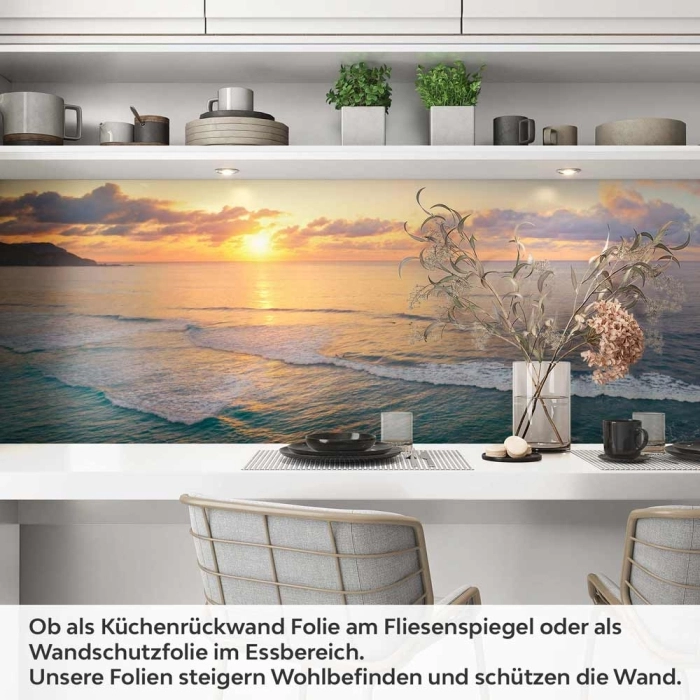 Küchenrückwand Folie blau roter Meereshorizont Artikelbild 1