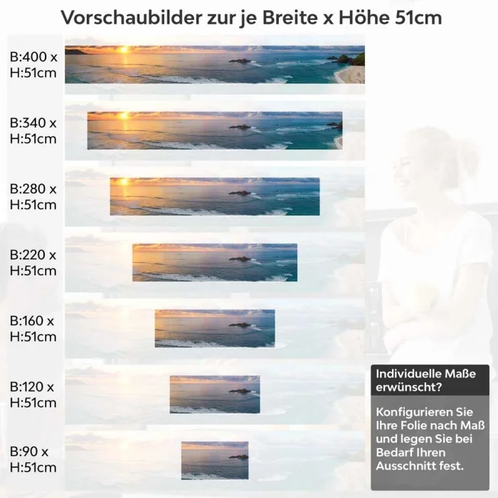 Küchenrückwand Folie blau roter Meereshorizont Höhe 51cm