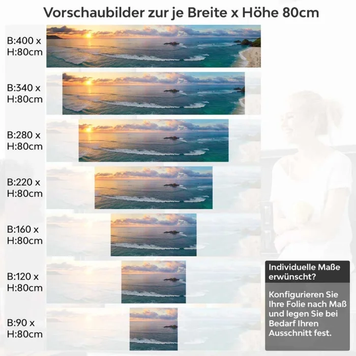 Küchenrückwand Folie blau roter Meereshorizont Höhe 80cm